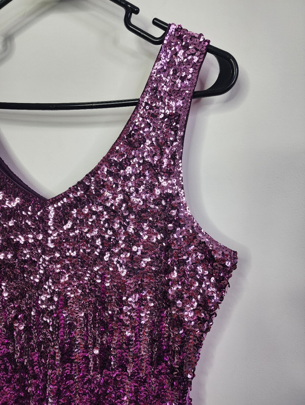 V Neck Sequin Glitter Bodycon Stretchy Mini Party Dress, Large - Picture 2 of 8